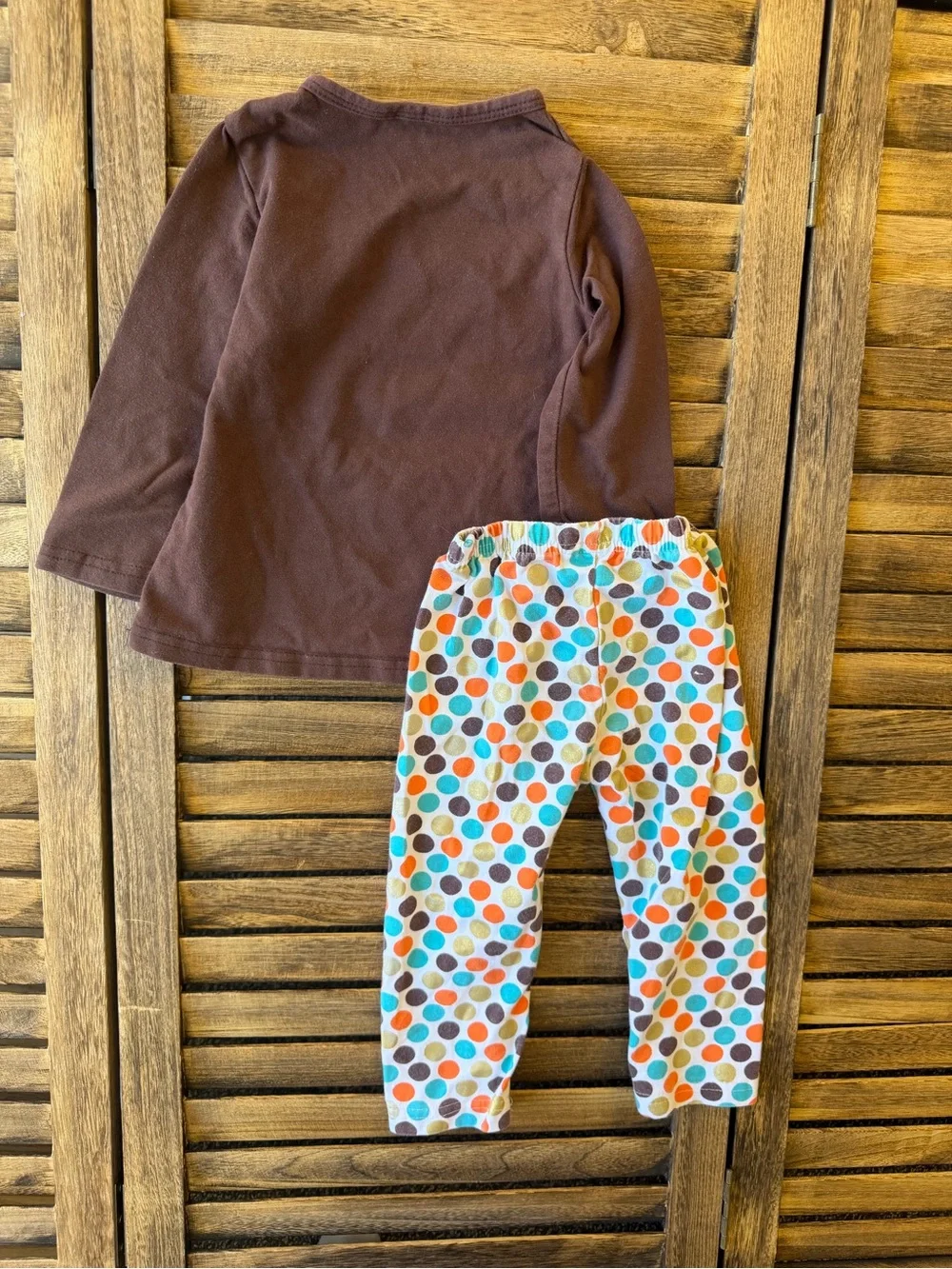 Kids Brown 'Be Brave Be Strong' Matching Set with Polka Dot Pants Girls Size 2T